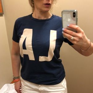 Jcrew LA navy and white tee